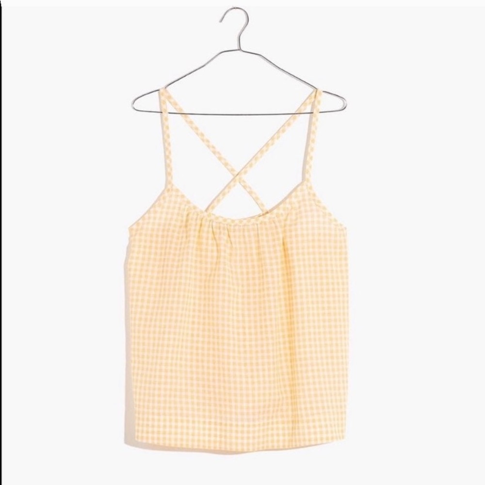 madewell gathered pajama cami top saffron gingham